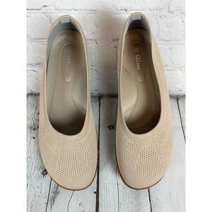 KBZONE beige knit flat ballerina shoes 11 NEW
